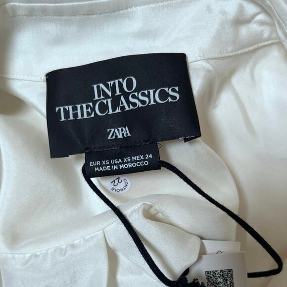 Zara Into The Classics Imperfection Mulberry Silk Button Down Blouse Oversize XS - Picture 13 of 15